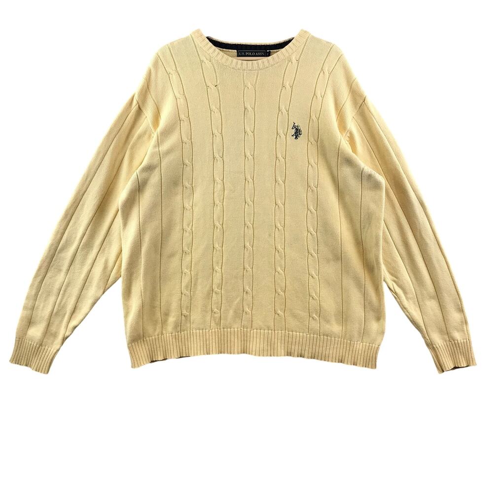 U.S. Polo‎ ASSN. 100% Cotton Long Sleeve Men's Yellow Sweater Size 2XL